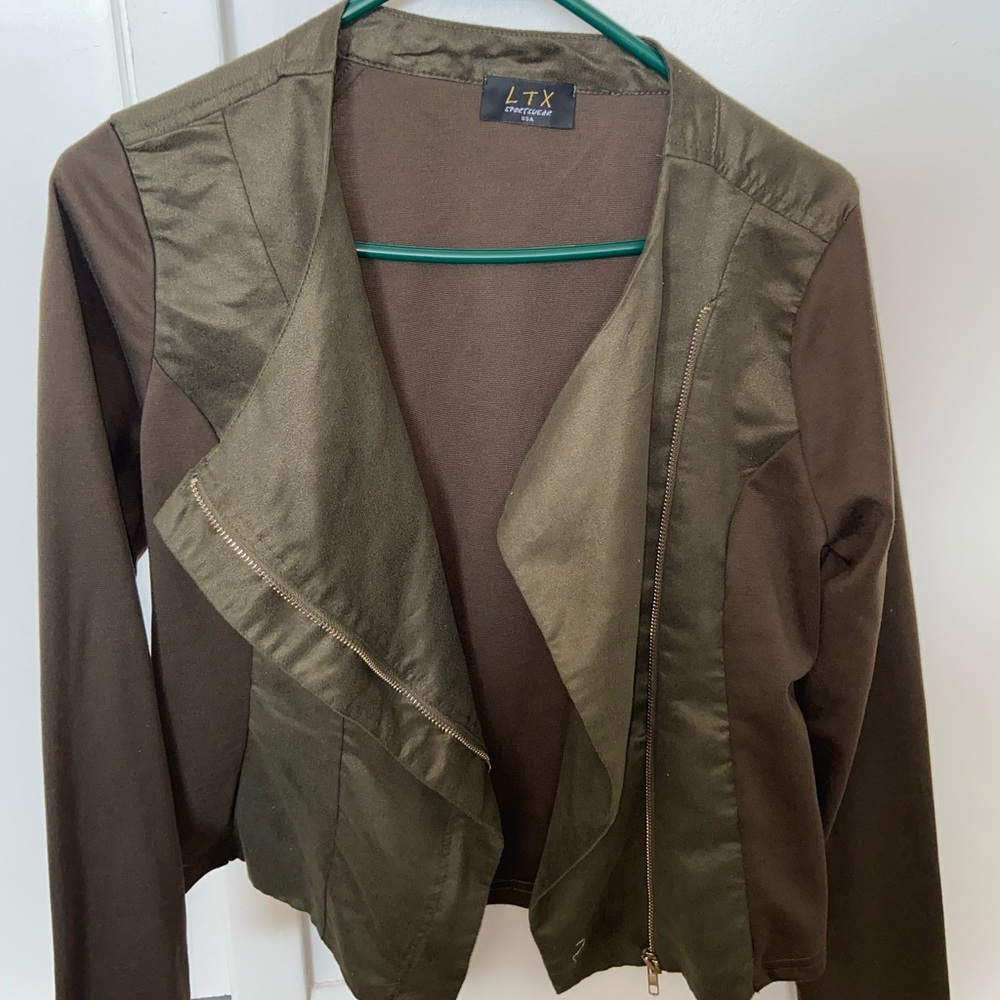 Olive green crop blazer jacket
